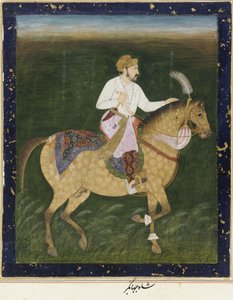 Jahangir的马术肖像，与绘画，独立专辑对开，c.1900 作者 印度学校