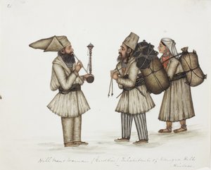 希尔男人和女人（Guddies）Kangra Hills Hindoos居民，1840年（纸上不透明的wc） 作者 印度学校
