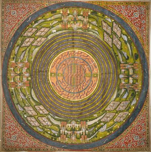 耆那教宇宙图（Jambudvipa）（棉布水粉画） 作者 印度学校