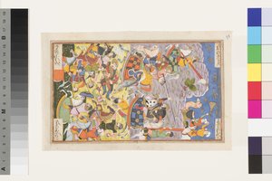 Khusrau II Parviz和Bahram Chobin：第二次战斗，1608（不透明的wc和黄金在纸上） 作者 印度学校