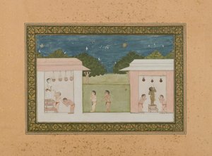 Krishna Stealing Curds，1775（不透明wc＆黄金在纸上） 作者 印度学校
