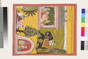 克里希纳来到相思的拉达，1700年 作者 印度学校