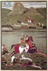 Uwaripur的Mewar狩猎野猪的Maharana Jawan Singh（reg.1828-38） 作者 印度学校