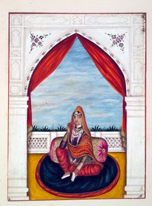来自旁遮普王国的Maharani Chand Kaur，其统治者和酋长，第一卷，由一位身份不明的印度艺术家进行的27次水彩研究，第1840页（纸上写着） 作者 印度学校