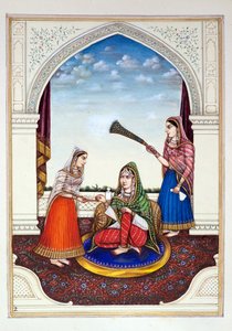 Maharani Jindan，来自旁遮普王国，统治者和酋长，第一卷，由一位身份不明的印度艺术家进行的27次水彩研究，第1840页（纸上写着） 作者 印度学校