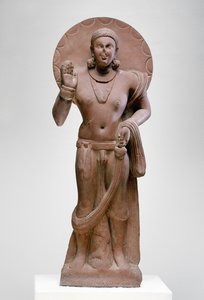 Maitreya，未来的佛，Ramnagar文化，来自Ahichatra，Uttar Pradesh，公元200年（红砂岩）