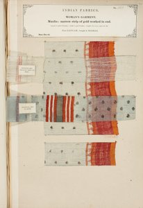 来自印度纺织品制造商收藏的马德拉斯的Ganham的Muslin样本，由John Forbes Watson于1866年出版 作者 印度学校