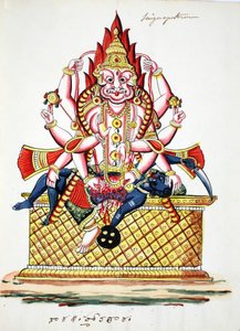 毗湿奴第四化身那罗先（纸本水彩画） 作者 印度学校