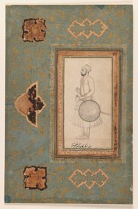 Kuka Azam Shah的肖像，c.1640（墨水在纸上） 作者 印度学校
