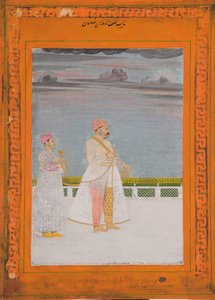 Mirza Husain Raza Khan的肖像，1780年（不透明的wc和黄金在纸上） 作者 印度学校