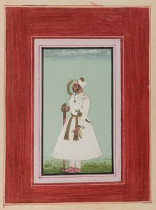 Rao Vir Singh的肖像，1780-1790（不透明的wc＆黄金在纸上） 作者 印度学校