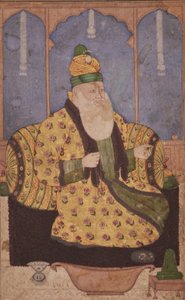 Sufi酋长的肖像，c.1670（不透明的wc＆黄金在纸上） 作者 印度学校