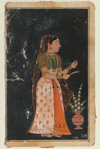 一个女人的肖像，c.1620（纸上不透明的wc） 作者 印度学校
