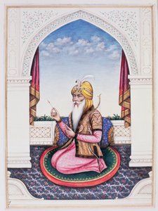 Ranjit Singh（1780-1839）旁遮普邦的Maharajah（铅笔，水粉和纸上的wc） 作者 印度学校