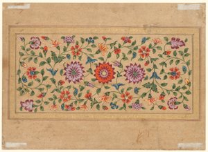 滚动花卉藤蔓，1755年 作者 印度学校