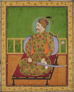 戈尔康达的Sultan Abdullah Qutubshah（reg.1626-72）1660年，莫卧儿德坎（纸上有金银的水粉） 作者 印度学校