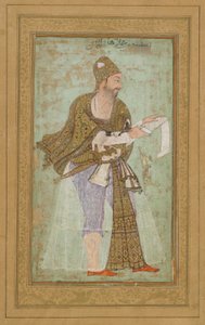 Bijapur的Sultan Ali Adilshah I，绘画的专辑对开，1590年 作者 印度学校