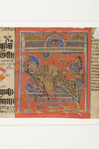 Brahmani Devananda在她的沙发上，来自Kalpasutra（纸上不透明的wc） 作者 印度学校