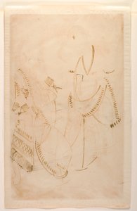Tarakeshwar的Mahant和他的情妇Elokeshi为他提供pan，Kalighat Album，1880（纸上写着） 作者 印度学校