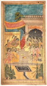 1679年Janawa仪式中Tana Shah的婚姻（不透明的wc和黄金在纸上） 作者 印度学校