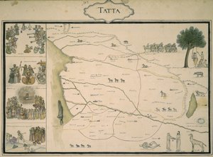 Tatta"，来自莫卧儿印度地图集，出自法国步兵上校 Jean-Baptiste-Joseph Gentil 委托制作的画册 作者 印欧语印欧语