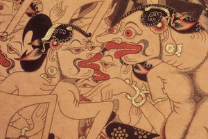 Wayang Beber 卷轴的细节（纸上水彩） 作者 Indonesian Indonesian