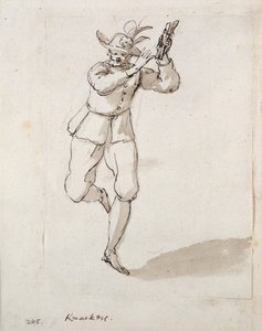 一个穿着短裤和铃铛的人（纸上笔墨）。 作者 伊尼戈·琼斯（Inigo Jones）