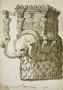 大象庆典的设计（纸上的笔和墨）。 作者 伊尼戈·琼斯（Inigo Jones）