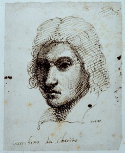 Drawing of Guercino (pen & ink on paper) 作者 伊尼戈·琼斯（Inigo Jones）