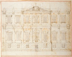Elevation of the penultimate design for Banqueting House, Whitehall, c.1619 (pen & ink on paper) 作者 伊尼戈·琼斯（Inigo Jones）
