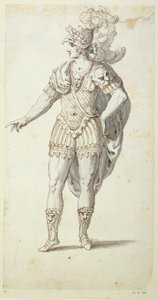 奥伯伦衣服的最终设计，约1611年（纸上笔墨）。 作者 伊尼戈·琼斯（Inigo Jones）