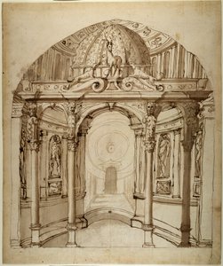 宫殿内部，约 1611 年（纸本笔墨） 作者 伊尼戈·琼斯（Inigo Jones）