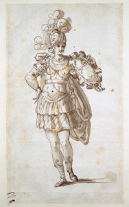 手持盾牌的骑士或乡绅（纸上笔墨） 作者 伊尼戈·琼斯（Inigo Jones）