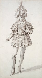 带羽毛和羽毛的面具（纸上笔墨） 作者 伊尼戈·琼斯（Inigo Jones）