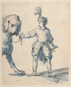 带领狗的波兰矮人（纸上笔墨和水洗） 作者 伊尼戈·琼斯（Inigo Jones）