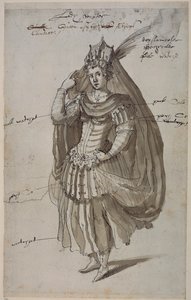 坎迪斯王后，约 1609 年（纸本笔墨） 作者 伊尼戈·琼斯（Inigo Jones）