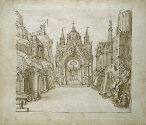 圣乔治门廊，约 1610 年（纸上笔墨） 作者 伊尼戈·琼斯（Inigo Jones）