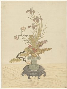 绿色花瓶中的插花 作者 Ippitsusa Bunchô（方式）