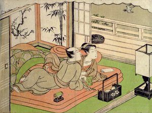 一比斎文长（1725-94 年）的 "春宫"（色情）版画：听杜鹃的恋人