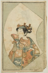 演员 Arashi Hinaji，选自 "A Picture Book of Stage Fans (Ehon butai ogi)"。 作者 一物斋文长