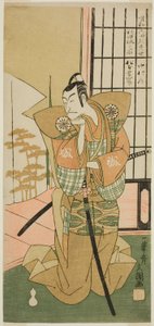 1769 年 11 月在中村剧场演出的话剧《川流花坂井八之纪》中饰演秋田城之助的演员松本小四郎三世 作者 一物斋文长