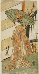 1769 年 11 月在市村剧场演出的《睦之花梅之香》中饰演西木的演员小野江玉造一世 作者 一物斋文长