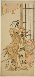 1769 年二月在市村剧院（？）演出的戏剧《江户之花若柳曾我》中饰演 Kudo Suketsune 的演员泽村宗十郎二世（？ 作者 一物斋文长