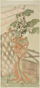1772 年 11 月在盛田剧院演出的话剧《伊豆五代目柴之干支》中饰演伊藤助清之妻莫希奥的演员山下金作二世 作者 一物斋文长