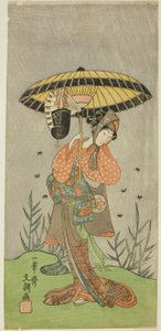 1770 年七月在森田剧场（？）上演的戏剧《夏松七和神》中饰演二条木崎的演员山下金作二世（？ 作者 一物斋文长