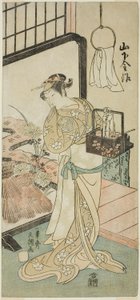 1770 年 11 月在中村剧场演出的话剧《鵺之森一叶之马托》中饰演纪作之妻乌梅的演员山下金作二世 作者 一物斋文长