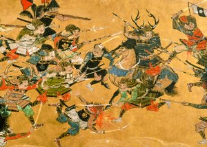 中间两幅画描绘了大阪战役的场景，2005 年，日本（照片） 作者 艾拉·布洛克