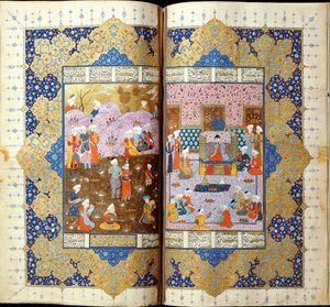 Shah Luhrasps提升史诗《 Shahname》的王位手稿，作者是Ferdowsi 作者 伊朗大师