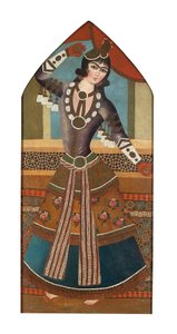 卡扎尔跳舞的女孩，约1840年（布面油画） 作者 伊朗学校