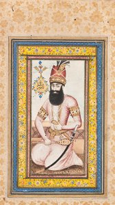 纳迪尔·沙阿（Nadir Shah）的肖像，与伊朗卡扎尔（Kari Khan Zand）的一对 作者 伊朗学校